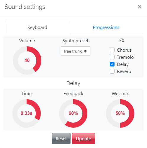 Sound settings panel (screenshot)